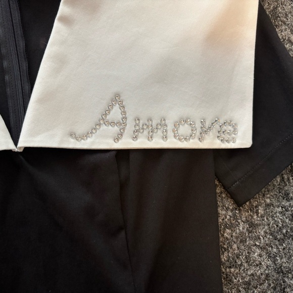 Anouki Designer Sz XS Amore Black And White Embellished Cotton Dress - Picture 9 of 16